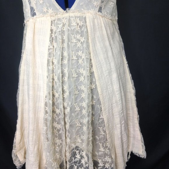 Free People Like a Virgin Lace Gauze Boho Mini Dress Size Small - Picture 7 of 9
